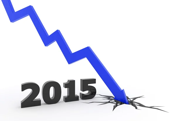 2015-re kék 3d nyíl lezuhan — Stock Fotó