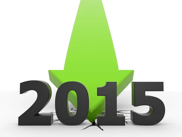 2015 green 3D arrow crash — Stock Photo, Image