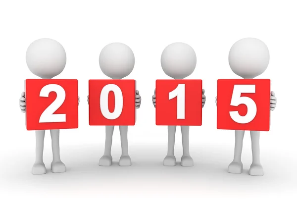 Branco 3d pessoas apresentando ano 2015 — Fotografia de Stock