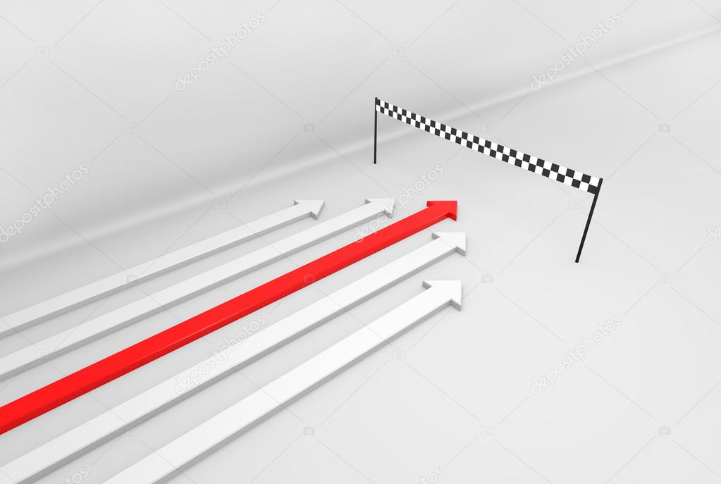 Red 3D arrow wins the race