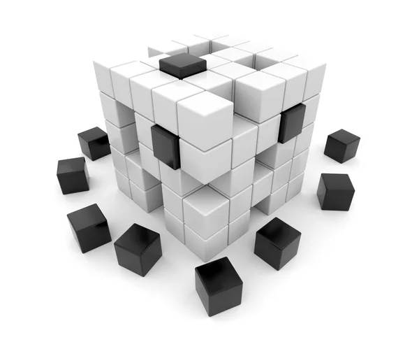 Cubi in bianco e nero 3D — Foto Stock