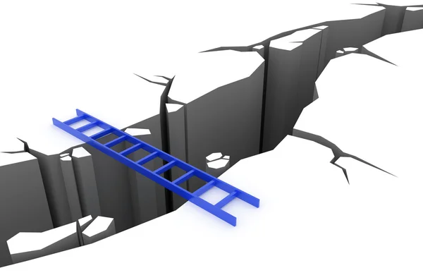 Bir çukur üzerinde mavi merdiven
