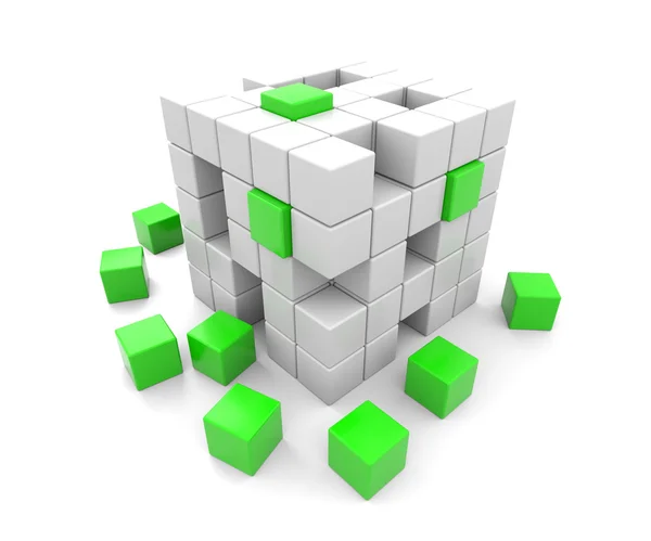 Cubes 3D vert et blanc — Photo