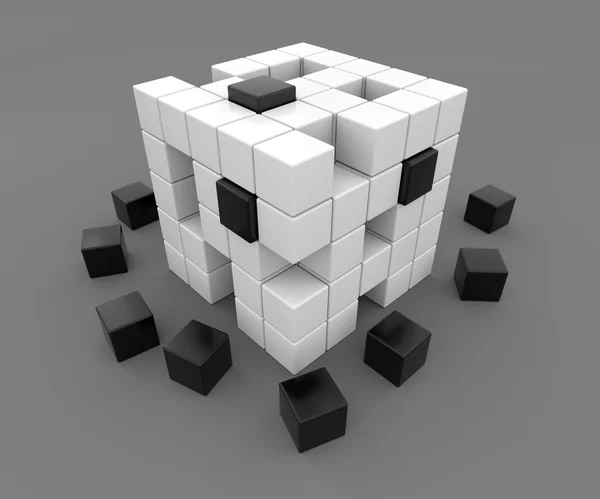 Cubi in bianco e nero 3D — Foto Stock
