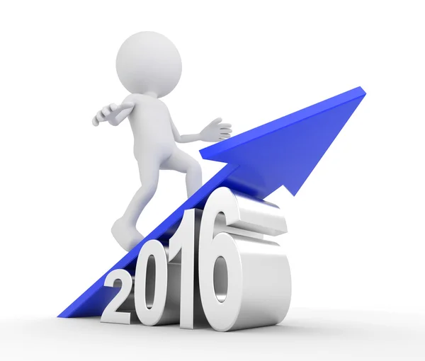 3D kişi mavi ok üzerinde beyaz