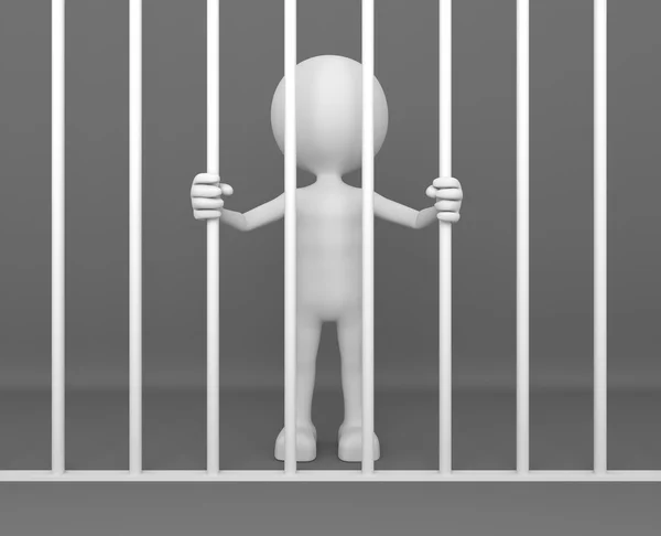 3D kişi hapiste beyaz
