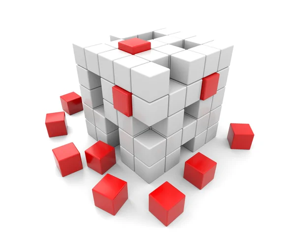 3D cubos vermelhos e brancos — Fotografia de Stock