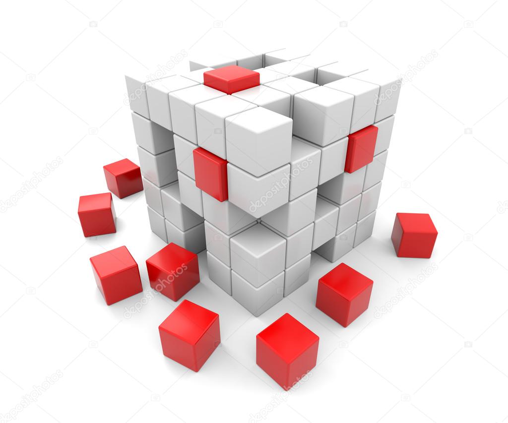 3D red and white cubes