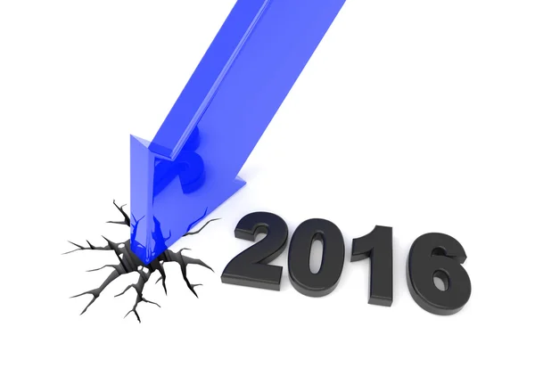 Blå 3d pilen krasch 2016 — Stockfoto