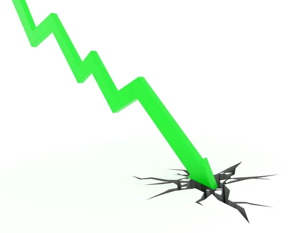 Gráfico de flecha verde 3d se mueve hacia abajo — Foto de Stock