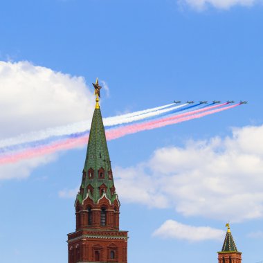 Kremlin, Moskova, Rusya, 7 Mayıs 2016 - prova, Su-25 S geçit töreni