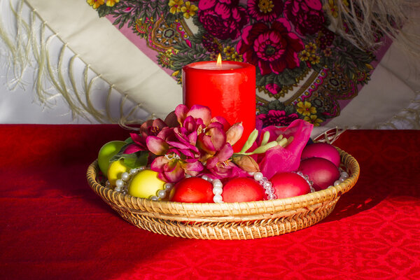 Easter composition in Russian style - Christianity - painted egg