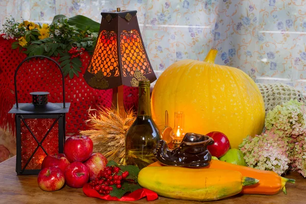 Święto Dziękczynienia - rodzinne wakacje, Martwa natura z warzyw i — Zdjęcie stockowe