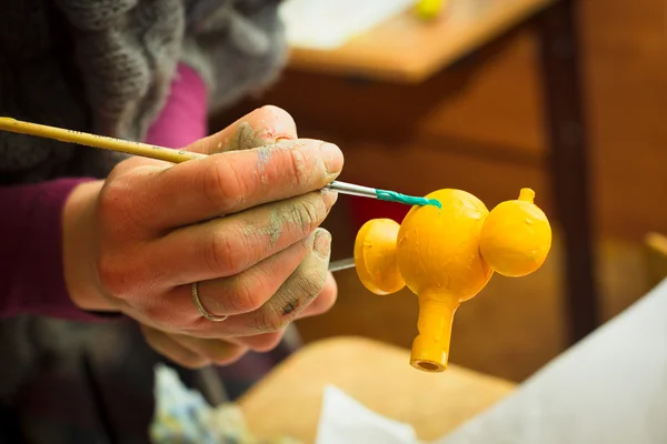 Hands stained with clay and paint. Hands painter and sculptor. C — Stock Photo, Image