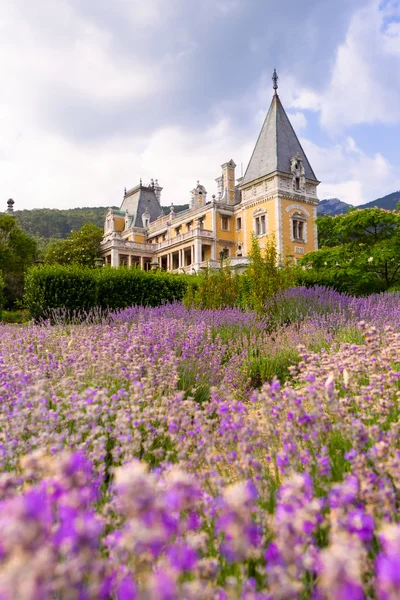 Paleis Massandra Massandra Jalta Krim Gurzuf Gotisch Kasteel Een Veld — Stockfoto