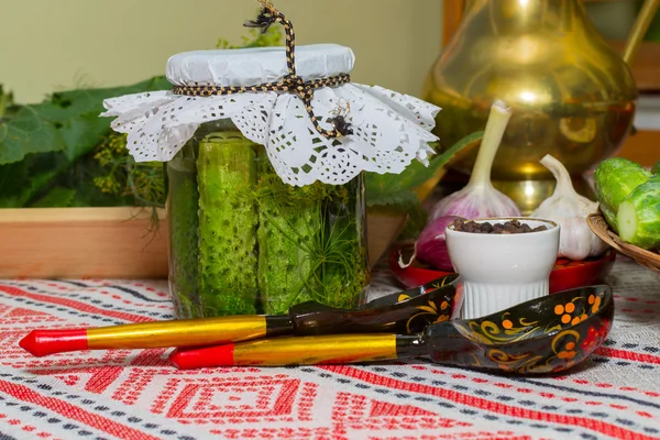 Pickling cucumbers, pickling - cucumbers, herbs, spices, salt, h — Stock Image Pickling cucumbers, pickling - cucumbers, herbs, spices, salt, h Royalty Free Stock Photos