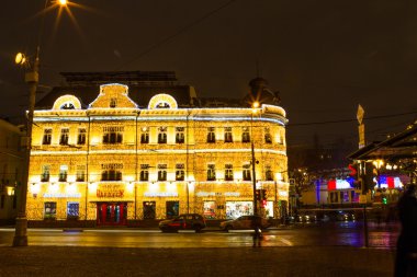 Rusya, Moskova, 7 Ocak 2016 - Noel gece şehir sokakları, fes