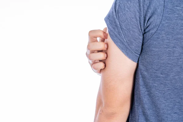 Homme Grattant Bras Isolé Fond Blanc Médecine Soins Santé Pour — Photo