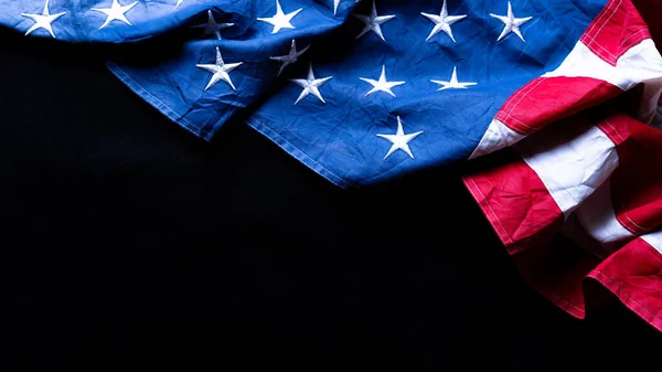 American Flag Black Background Memorial Presidents Veterans Labor Independence 4Th — Stock Photo, Image