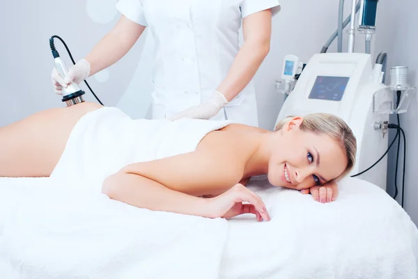 Woman getting rf lifting procedure — Stock Photo, Image