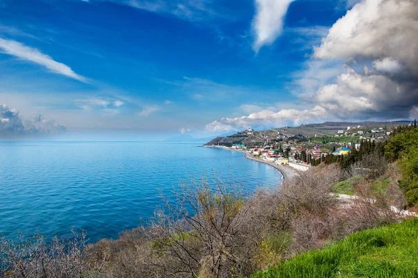 Blue Sky Clouds Beautiful Bay View — Stock Photo, Image