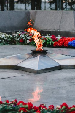 2. Dünya Savaşı 'nda hayatını kaybeden askerlerin anısına, 9 Mayıs bayramında dikey bir fotoğraf çekilmiştir.