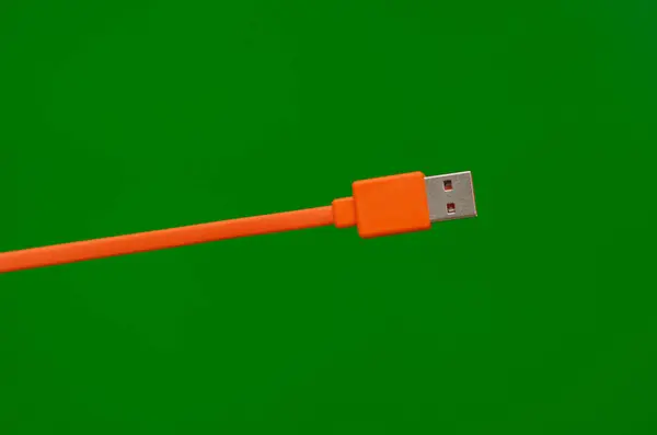 Yusb Kabel Orange Grüner Hintergrund — Stockfoto