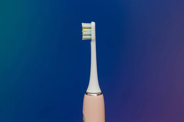 Electric Toothbrush Brush Head Blue Background — Stock Photo, Image