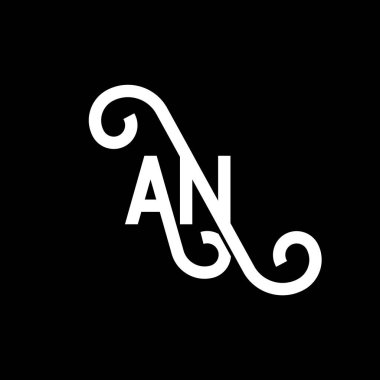 Siyah arka planda bir harf logosu tasarımı. Yaratıcı bir harfin baş harfleri logosu. Bir mektup tasarımı. Siyah arkaplanda beyaz harf tasarımı. A N, bir n logosu