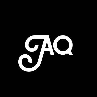 Siyah arka planda El Kaide harfi logosu tasarımı. El Kaide yaratıcı harflerin baş harfleri logo konsepti. aq harf tasarımı. Siyah arka planda AQ beyaz harf tasarımı. Q, q logosu