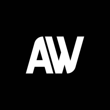 Siyah arka planda AW harfli logo tasarımı. Yaratıcı harflerin baş harfleri logo konsepti. Mektup tasarımı. Siyah arka planda AW beyaz harf tasarımı. Bir W, bir W logosu