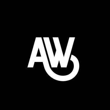 Siyah arka planda AW harfli logo tasarımı. Yaratıcı harflerin baş harfleri logo konsepti. Mektup tasarımı. Siyah arka planda AW beyaz harf tasarımı. Bir W, bir W logosu