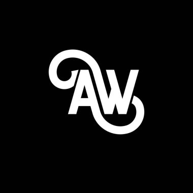 Siyah arka planda AW harfli logo tasarımı. Yaratıcı harflerin baş harfleri logo konsepti. Mektup tasarımı. Siyah arka planda AW beyaz harf tasarımı. Bir W, bir W logosu