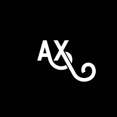 Siyah arka planda AX harfli logo tasarımı. AX yaratıcı harf logosu konsepti. Balta harfi tasarımı. Siyah arkaplanda AX beyaz harf tasarımı. X, X logosu.