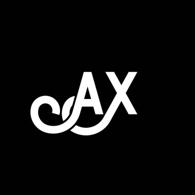 Siyah arka planda AX harfli logo tasarımı. AX yaratıcı harf logosu konsepti. Balta harfi tasarımı. Siyah arkaplanda AX beyaz harf tasarımı. X, X logosu.