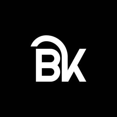 Siyah arka planda BK harf logosu tasarımı. BK yaratıcı harflerin baş harfleri logo kavramı. bk harf tasarımı. Siyah arkaplanda BK beyaz harf tasarımı. B K, b k logosu