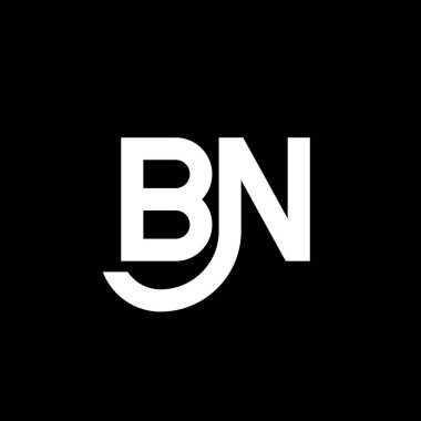 Siyah arka planda BN harfi logo tasarımı. BN yaratıcı harflerin baş harfleri logo kavramı. Bn harfi tasarımı. Siyah arkaplanda BN beyaz harf tasarımı. B N, b n logosu