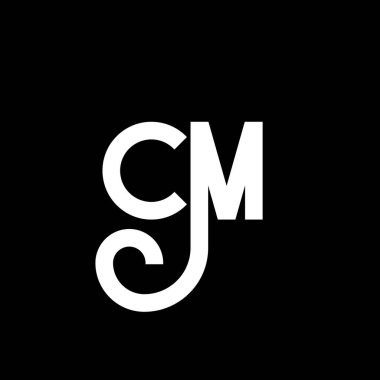 Siyah arkaplanda CM harf logosu tasarımı. CM yaratıcı harflerin baş harfleri logo kavramı. cm harfli tasarım. Siyah arkaplanda CM beyaz harf tasarımı. C M, c m logosu