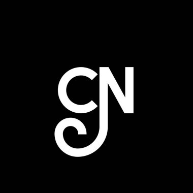 Siyah arka planda CN harfi logo tasarımı. CN yaratıcı harflerin baş harfleri logo kavramı. CN harf tasarımı. Siyah arkaplanda beyaz harf tasarımı. C N, c n logosu