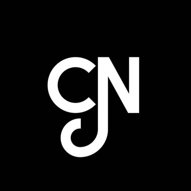 Siyah arka planda CN harfi logo tasarımı. CN yaratıcı harflerin baş harfleri logo kavramı. CN harf tasarımı. Siyah arkaplanda beyaz harf tasarımı. C N, c n logosu