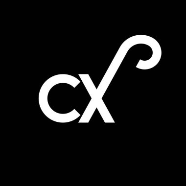 Siyah arkaplanda CX harfli logo tasarımı. CX yaratıcı harflerin baş harfleri logo kavramı. cx harf tasarımı. Siyah arkaplanda beyaz harf tasarımı. C X, c x logosu