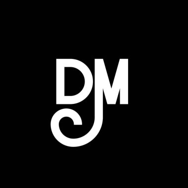 Siyah arka planda DM harf logosu tasarımı. DM yaratıcı harflerin baş harfleri logo kavramı. Harf tasarımı. Siyah arkaplanda DM beyaz harf tasarımı. D M, d logo