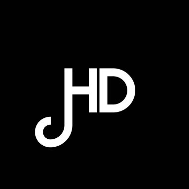 Siyah arka planda yüksek çözünürlüklü logo tasarımı. HD yaratıcı harflerin baş harfleri logo konsepti. HD harf tasarımı. Siyah arkaplanda HD beyaz harf tasarımı. H D, logo var.