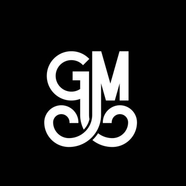 Siyah arka planda GM harf logosu tasarımı. GM yaratıcı harflerin baş harfleri logo kavramı. gm harf tasarımı. Siyah arkaplanda GM beyaz harf tasarımı. G M, g m logo