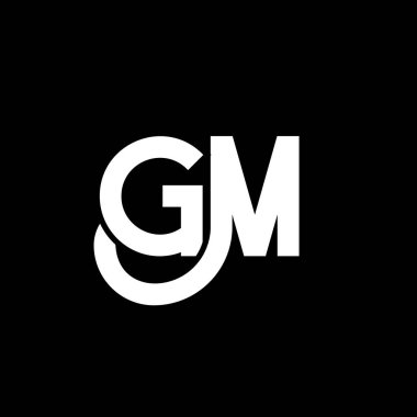 Siyah arka planda GM harf logosu tasarımı. GM yaratıcı harflerin baş harfleri logo kavramı. gm harf tasarımı. Siyah arkaplanda GM beyaz harf tasarımı. G M, g m logo