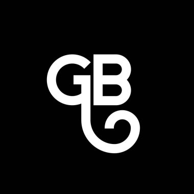 Siyah arka planda GB harfi logo tasarımı. GB yaratıcı harflerin baş harfleri logo kavramı. gb harfi tasarımı. Siyah arka planda GB beyaz harf tasarımı. G B, g b logosu