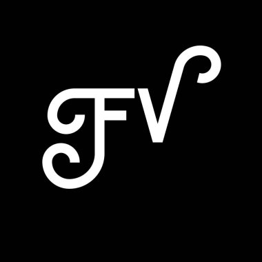 Siyah arka planda FV harf logosu tasarımı. FV yaratıcı harflerin baş harfleri logo kavramı. FV harf tasarımı. Siyah arkaplanda FV beyaz harf tasarımı. F V, f v logosu