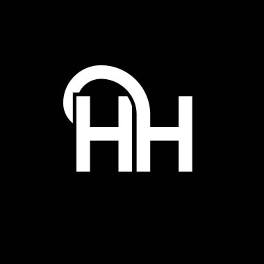 Siyah arka planda HH harf logosu tasarımı. Yaratıcı harflerin baş harfleri logo konsepti. Mektup tasarımı. Siyah arkaplanda HH beyaz harf tasarımı. H, H H logosu
