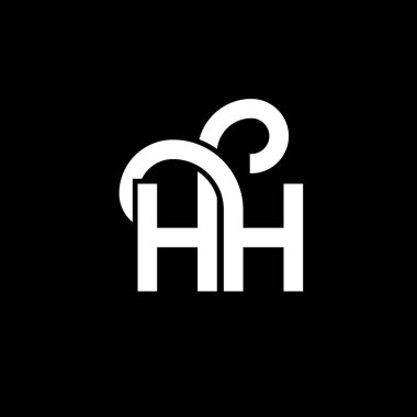 Siyah arka planda HH harf logosu tasarımı. Yaratıcı harflerin baş harfleri logo konsepti. Mektup tasarımı. Siyah arkaplanda HH beyaz harf tasarımı. H, H H logosu