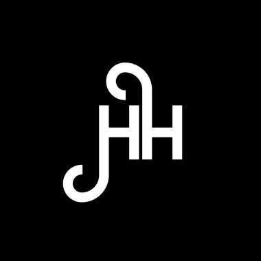 Siyah arka planda HH harf logosu tasarımı. Yaratıcı harflerin baş harfleri logo konsepti. Mektup tasarımı. Siyah arkaplanda HH beyaz harf tasarımı. H, H H logosu